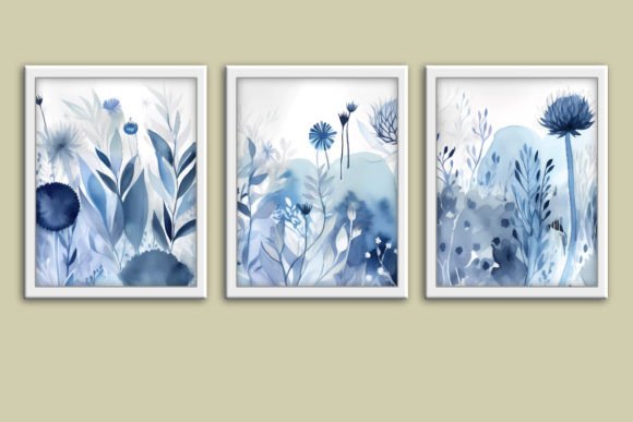 Download Floral Blue Boho Wall Art Printable Set - Art Collection