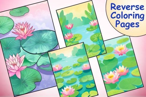 Download Lily Pads Reverse Coloring Pages - Premium Resources