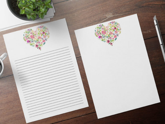 Download Watercolor Hearts Romantic Stationery - Art Collection