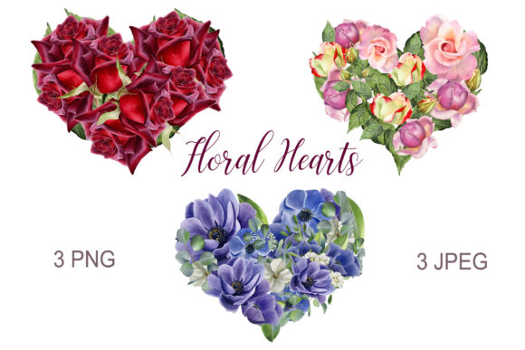 Download Floral Hearts. Watercolor Flower Clipart - Art Collection