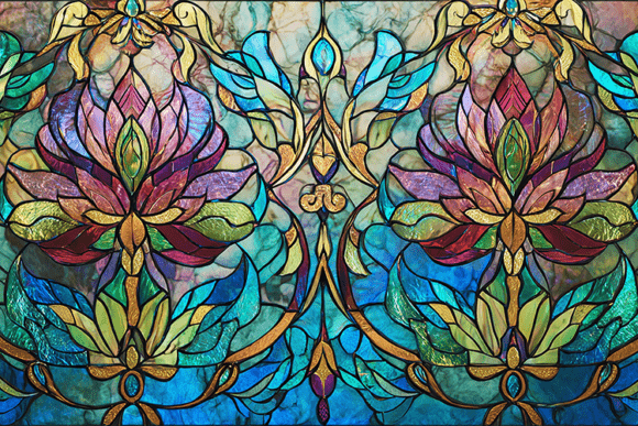 Download Lotus Stained Glass Ornamental Art - Art Collection