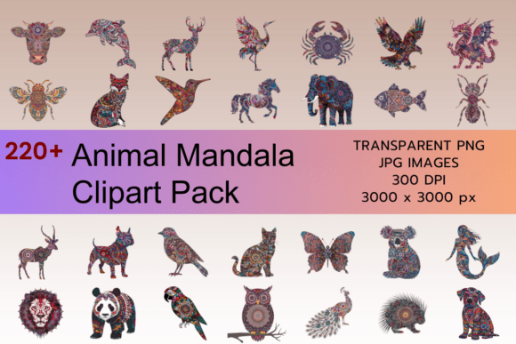 Download Animal Mandala Clipart Bundle - Art Collection