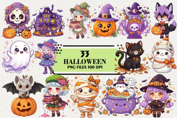 Download Kawaii Purple Halloween Fall Clipart - Art Collection