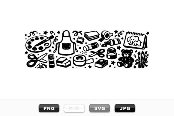 Download Craft Supplies Doodle Clipart Set - Art Collection