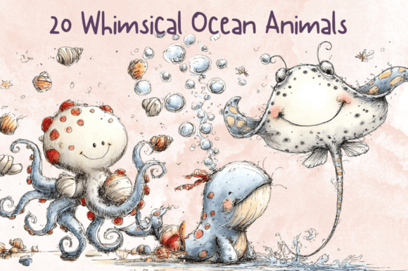 Download Whimsical Ocean Animals Clipart Set - Art Collection