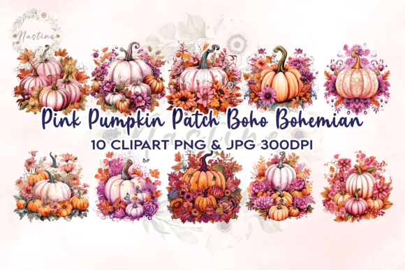 Download Pink Pumpkin Patch Boho Bohemian Clipart - Art Collection