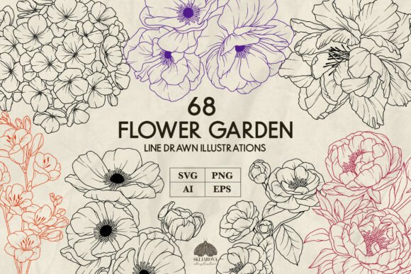 Download Flower Garden Line Art Svg Png - Art Collection