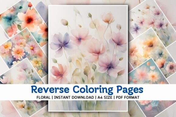 Download Enchanting Floral Reverse Coloring Pages - Premium Resources